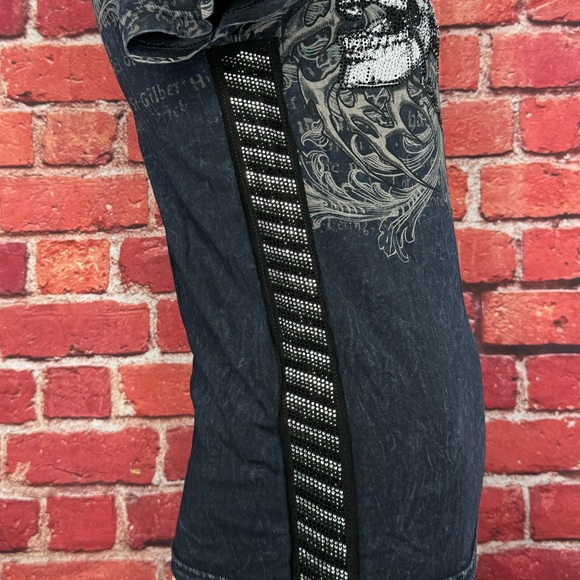 Affliction Men's Skull Rhinestone Short Sleeve Graphic T-shirt - Size: Small-NWT - Picture 7 of 13